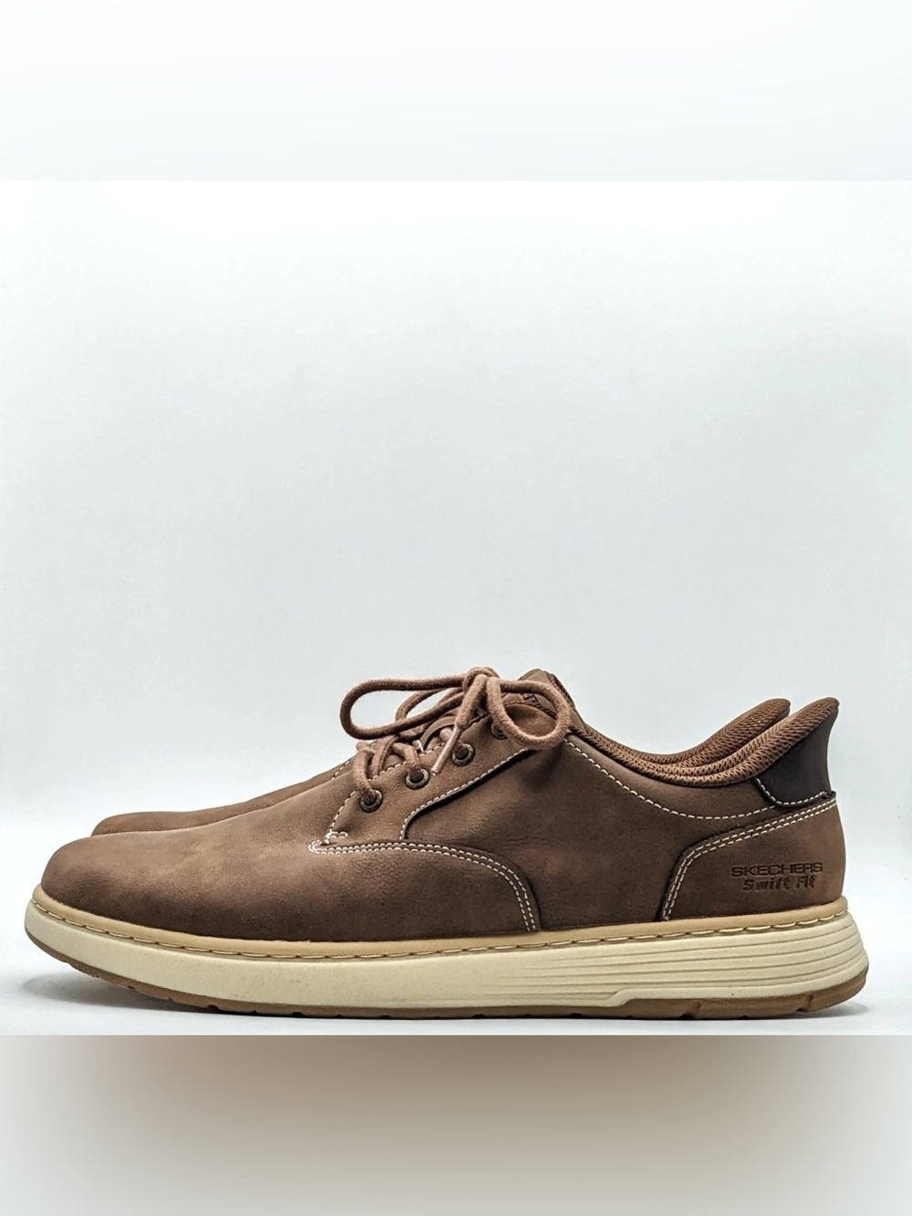 Skechers Men’s Tan-Brown Swift Fit Hands Free Sneakers Shoes Comfy - Picture 6 of 9